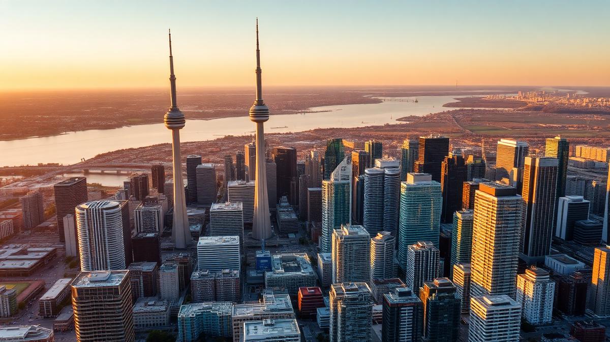 Aerial view of Toronto skyline at golden hour — how to rank higher on Google in Toronto